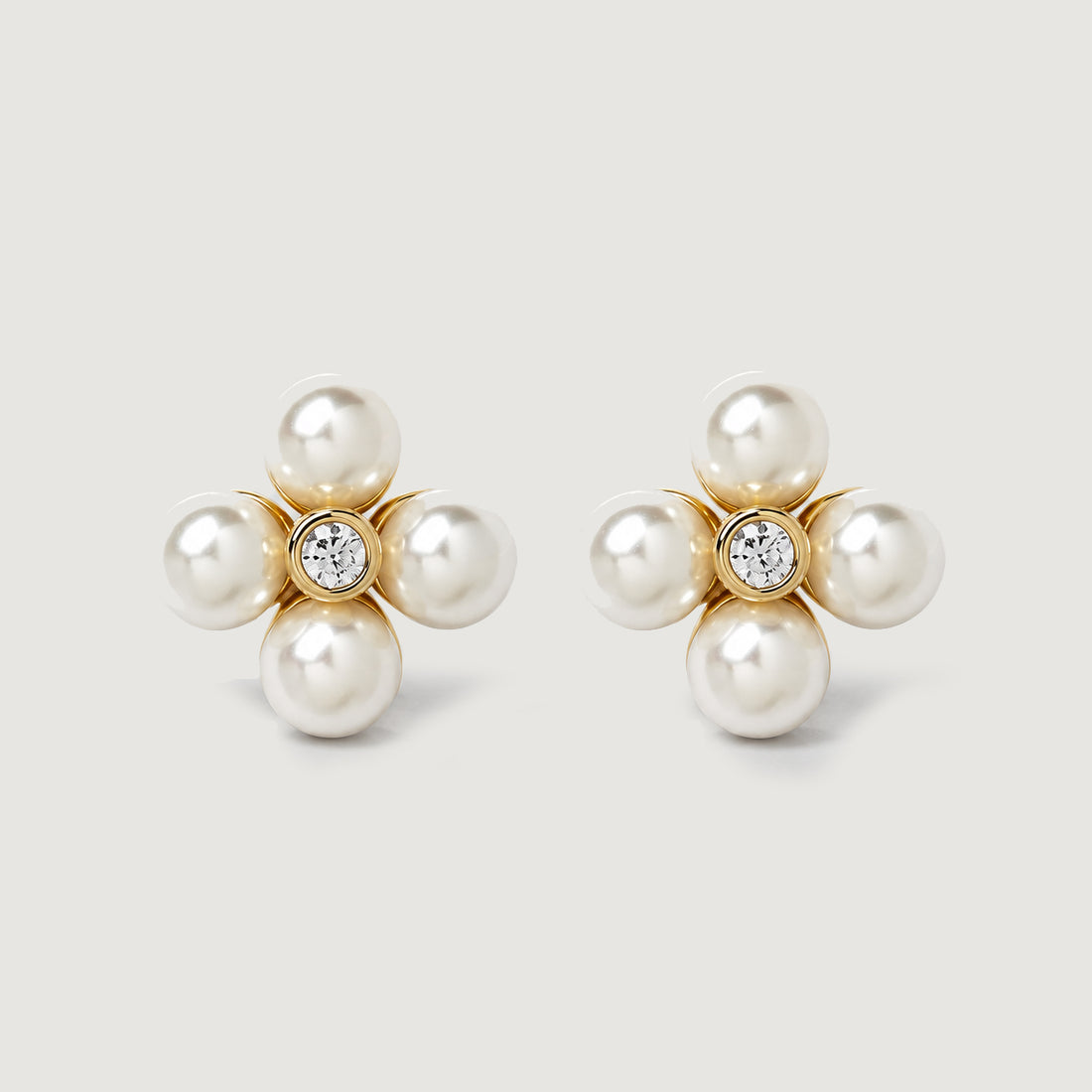PALERMO MIDI PEARL STUDS IN GOLD CRYSTAL & PEARLS