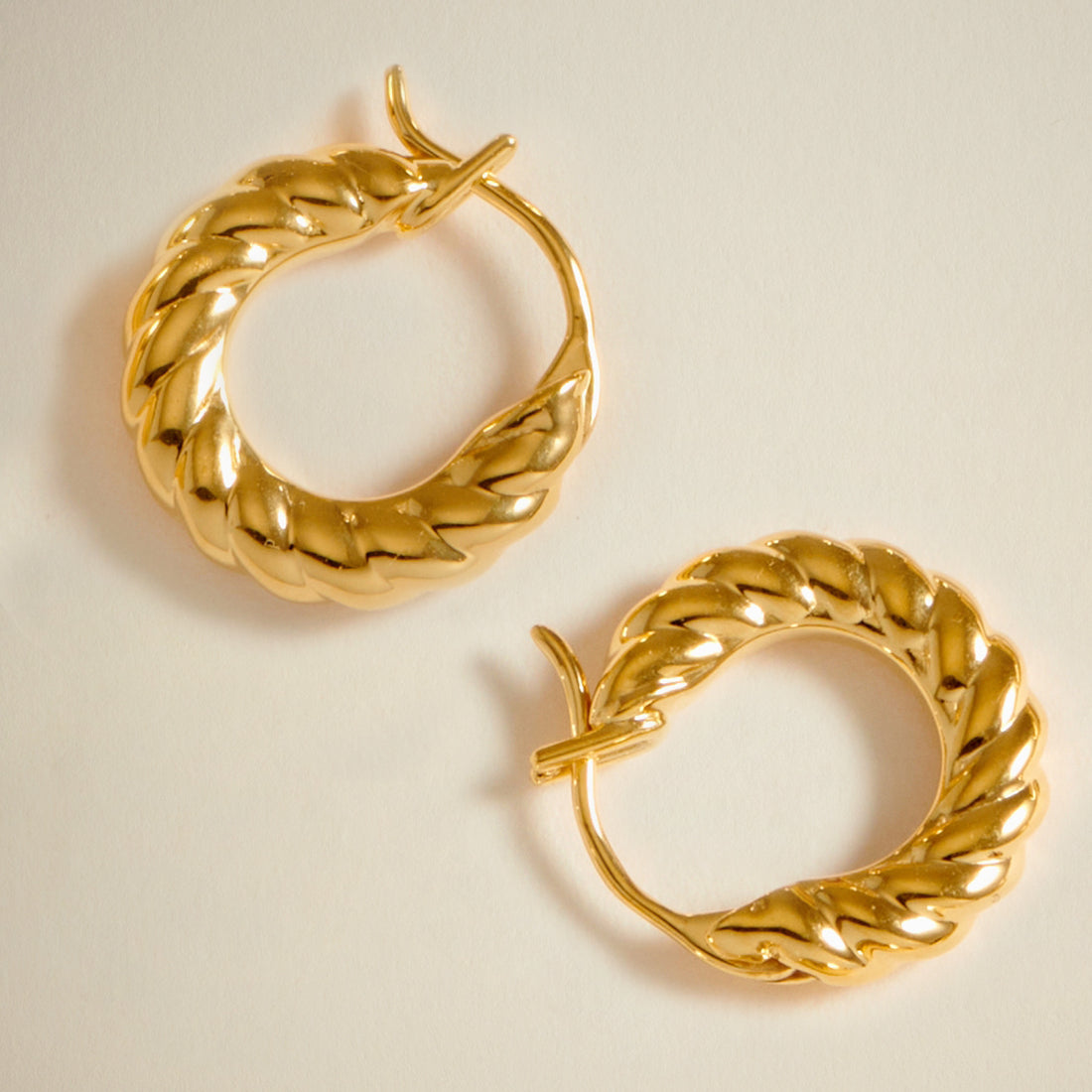 Fenny Twisted Mini Hoop Earrings in Gold