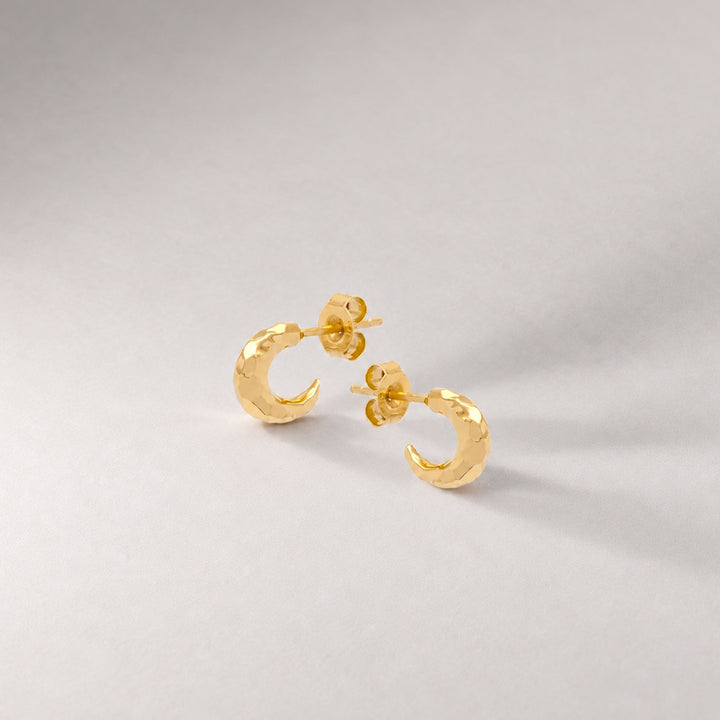 Aalto Mini Hammered Hoop Earrings in Gold