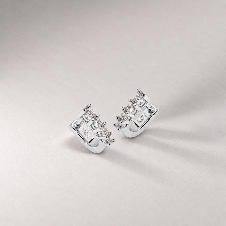 Marlo Mini Crystal Hoop Earring in Silver