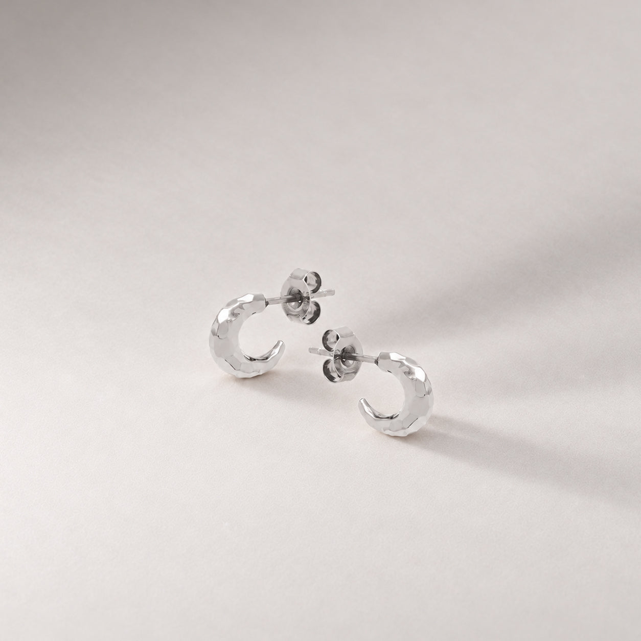 Aalto Mini Hammered Hoop Earrings in Silver