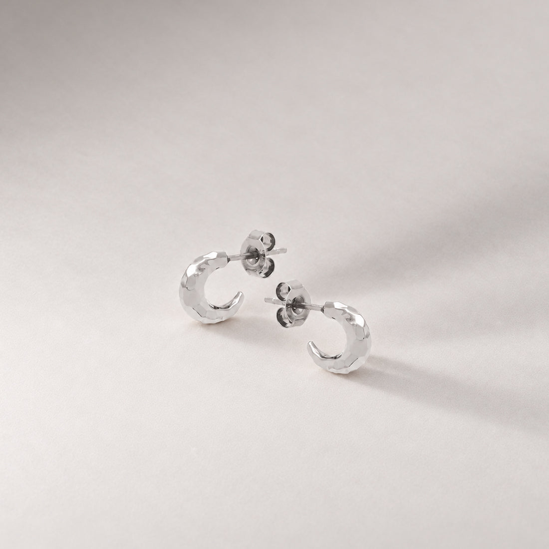 Aalto Mini Hammered Hoop Earrings in Silver