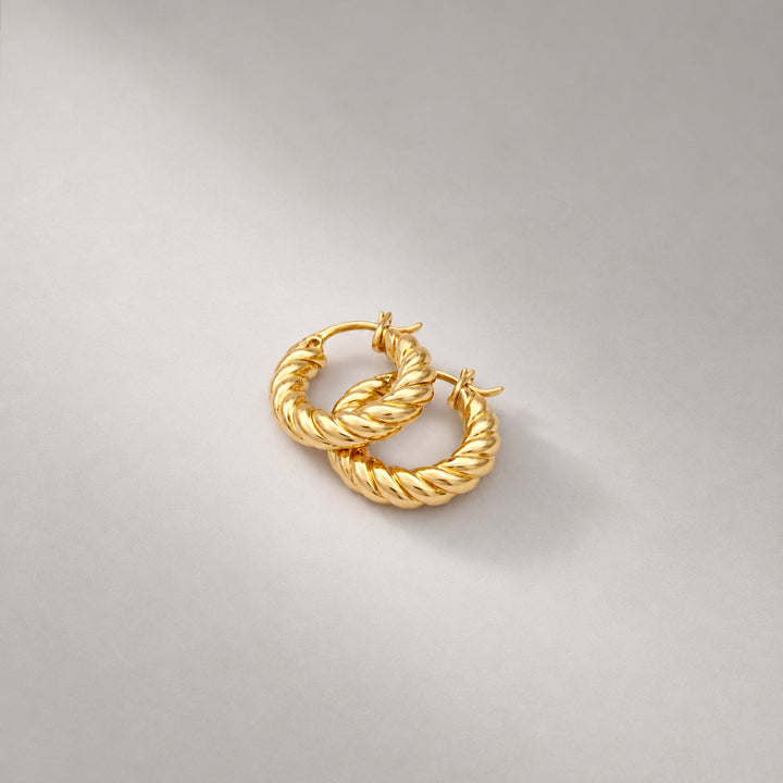 Fenny Twisted Mini Hoop Earrings in Gold