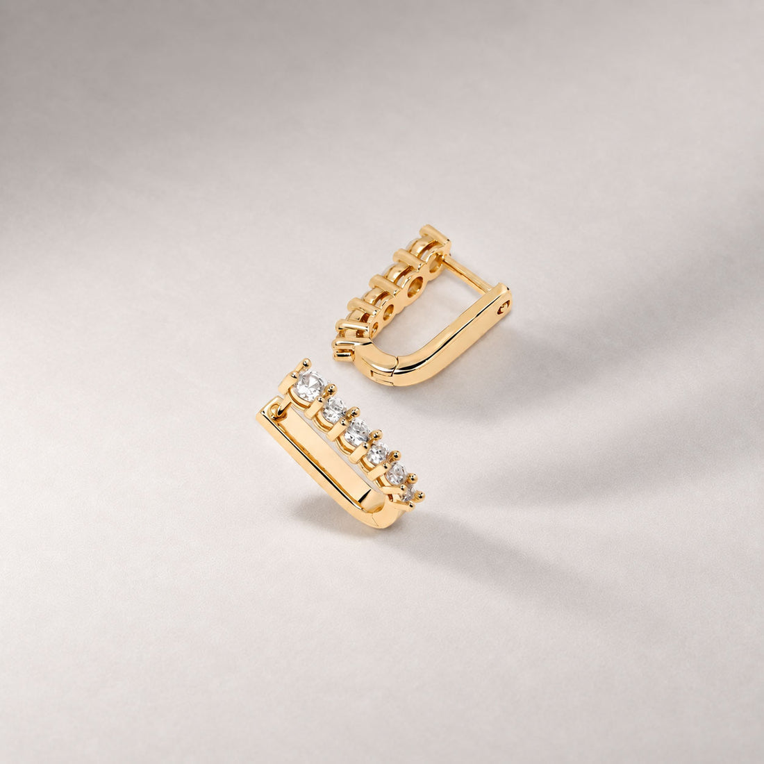 Marlo Midi Hoop Crystal Earrings in Gold
