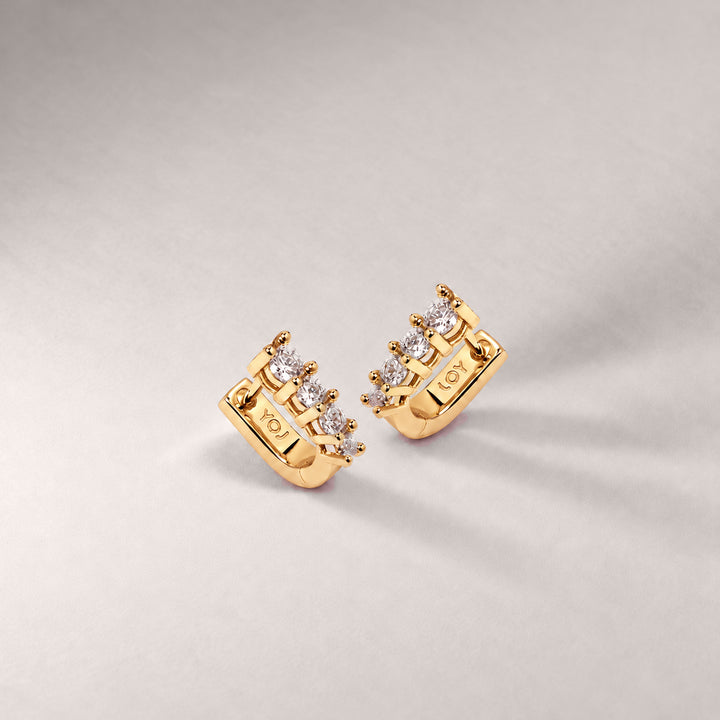 Marlo Mini Crystal Hoop Earrings in Gold