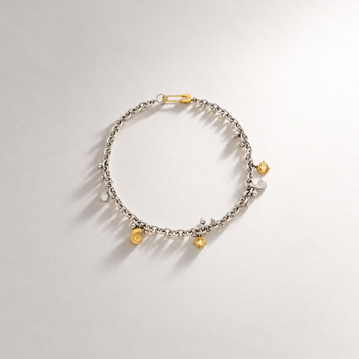 Coral Curb Necklace in Two Tone