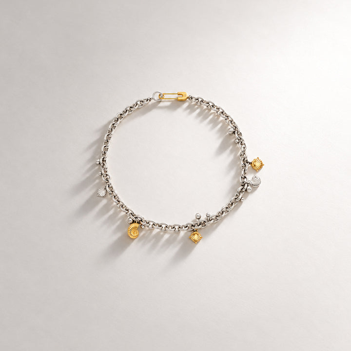 Coral Curb Necklace in Two Tone