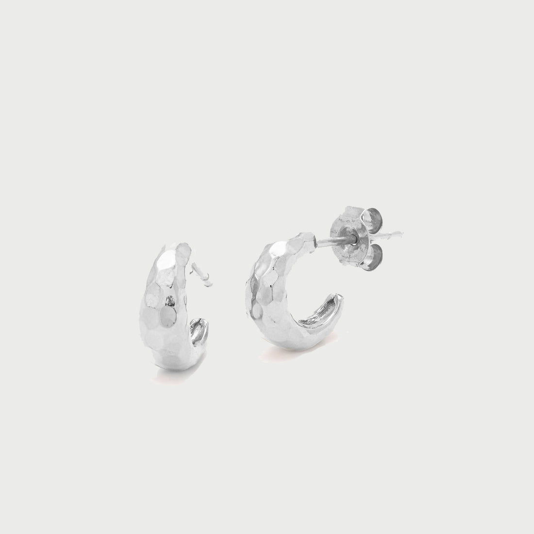 Aalto Mini Hammered Hoop Earrings in Silver