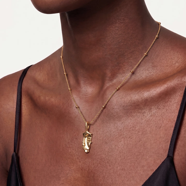 Visage Mini Pendant Choker Necklace in Gold