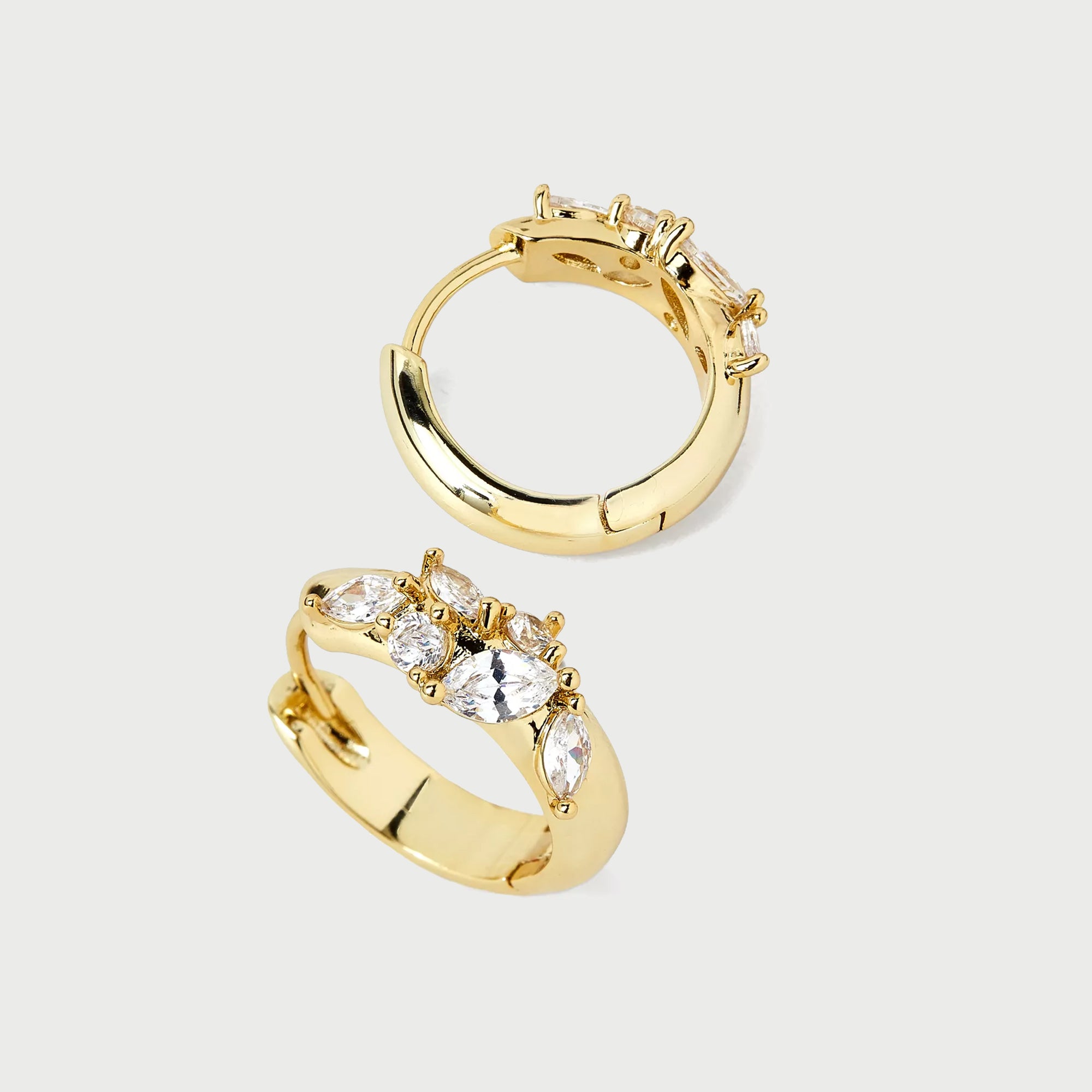 Mirage Midi Hoops In Gold & Crystals