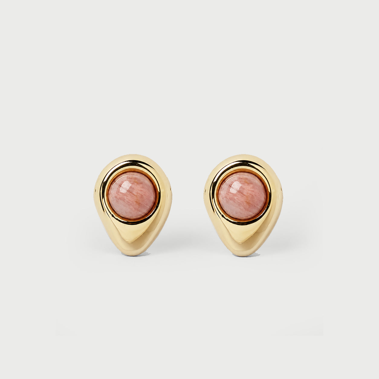 Petra Mini Studs In Gold & Rose Quartz