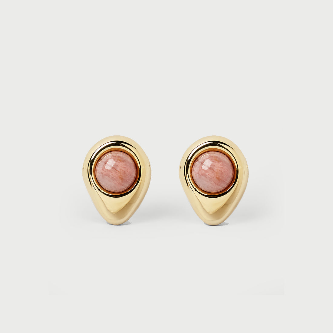 Petra Mini Studs In Gold & Rose Quartz