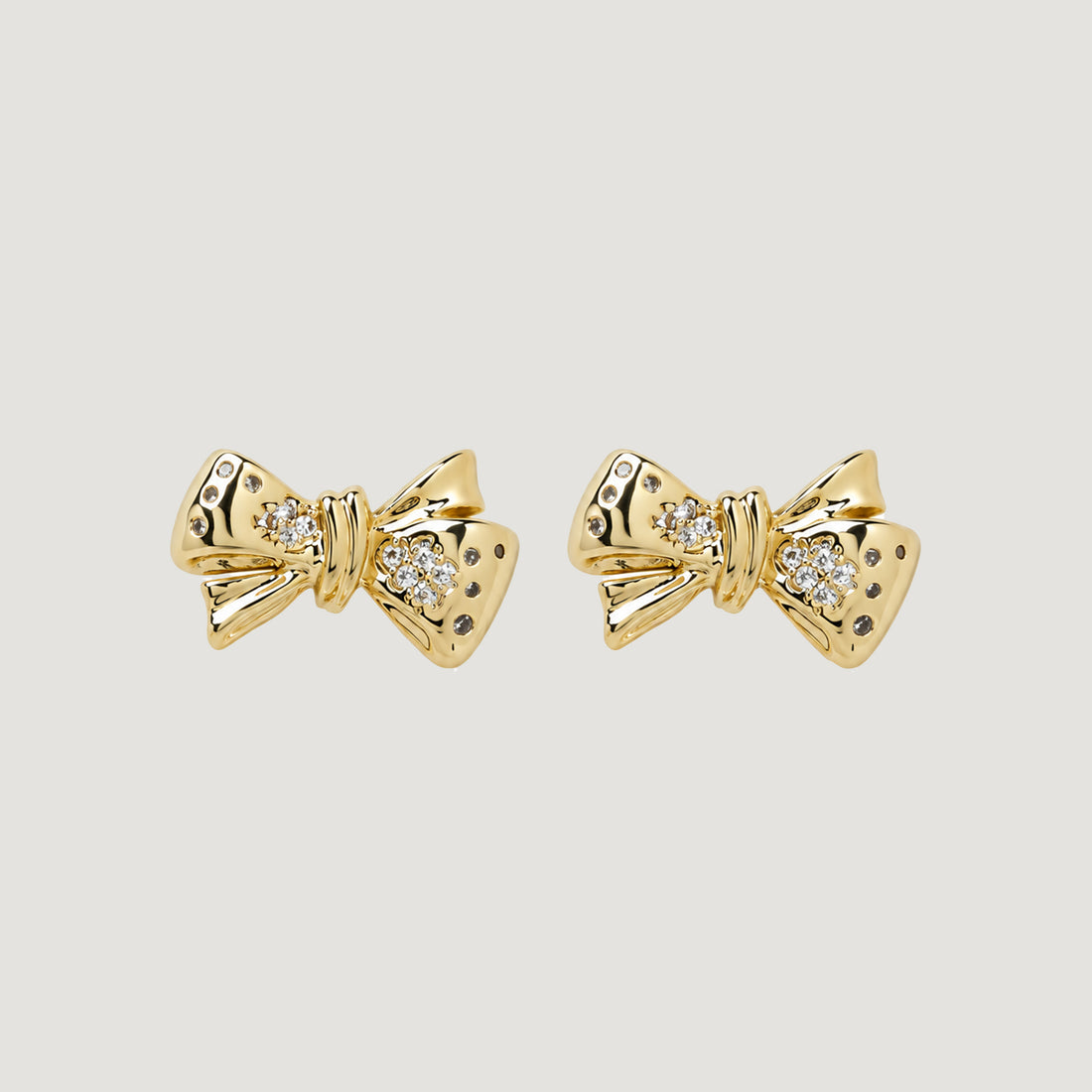 BOW MAXI STUD EARRINGS IN GOLD & CRYSTAL