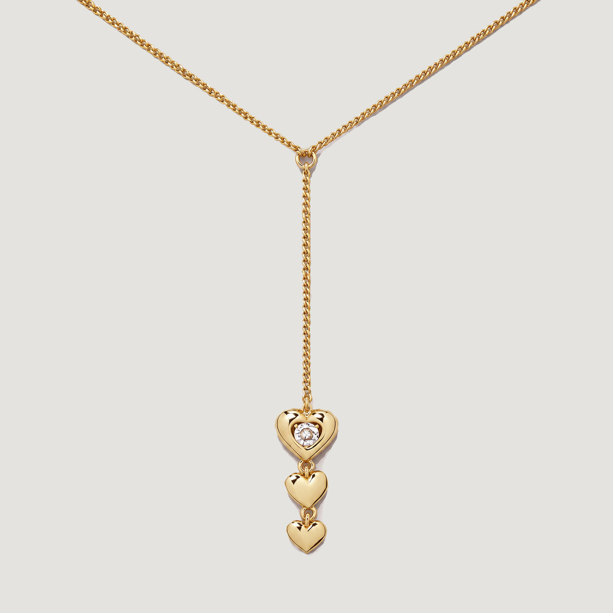 AFELLO LARIAT NECKLACE IN GOLD & CRYSTALS