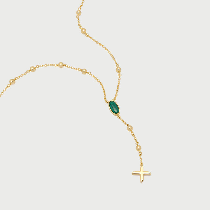 Rose Malachite Stone Necklace in Gold