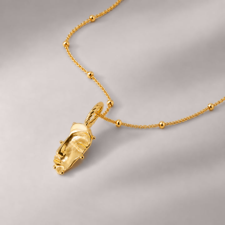Visage Mini Pendant Choker Necklace in Gold