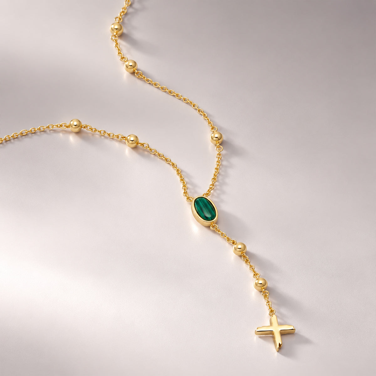 Rose Malachite Stone Necklace in Gold