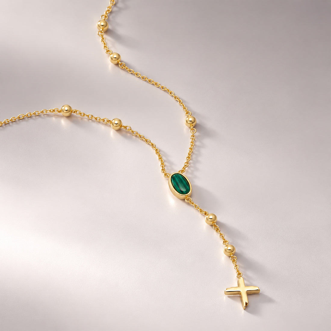 Rose Malachite Stone Necklace in Gold