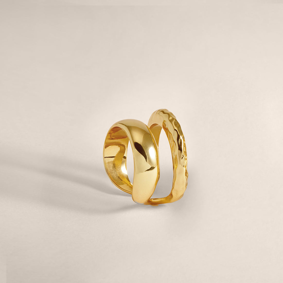 Cleo Double Hammered Ring in Gold