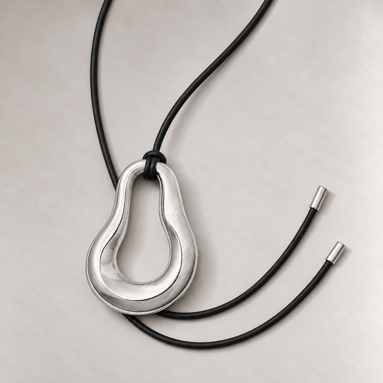 Nova Wave Necklace in Silver & Black Cord