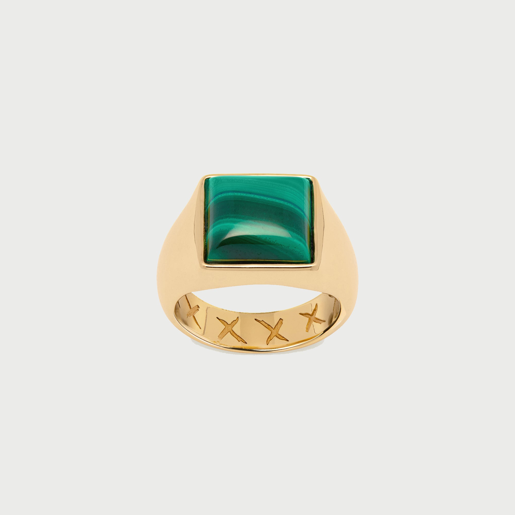 MALACHITE PINKI RNG IN GOLD