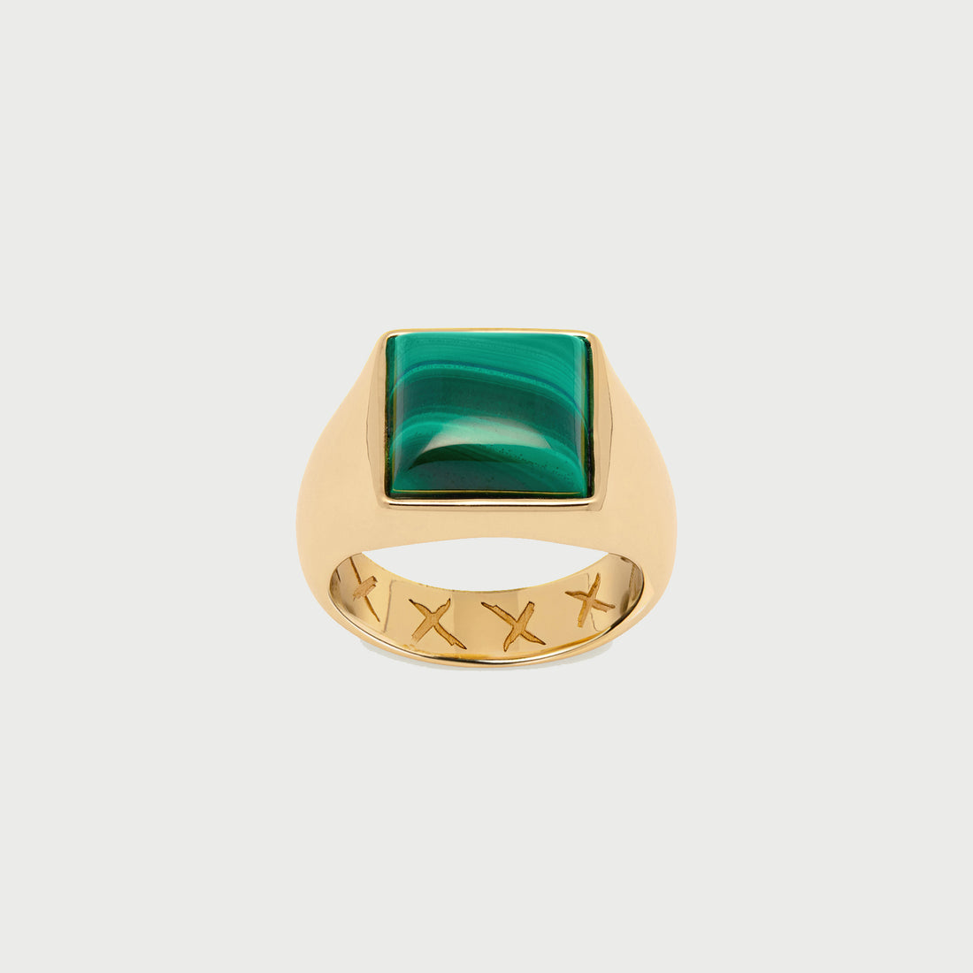 MALACHITE PINKI RNG IN GOLD