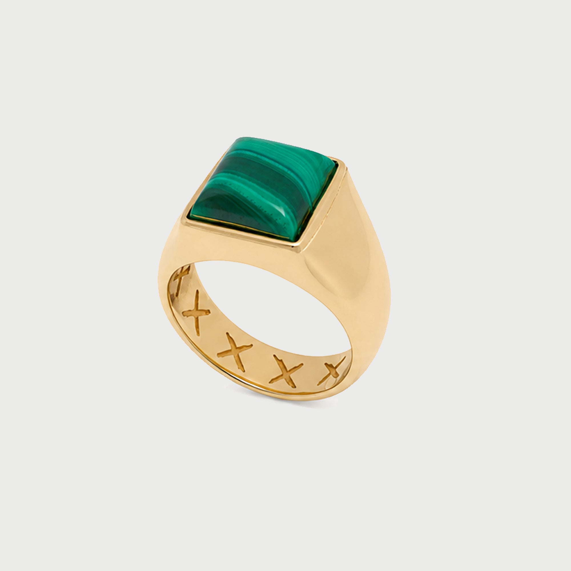 MALACHITE PINKI RNG IN GOLD