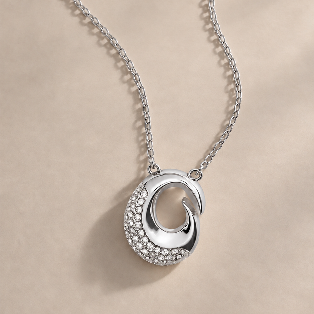 Insignia Pave Necklace in Silver