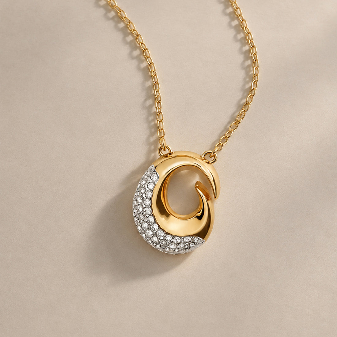 Insignia Pave Necklace in Gold