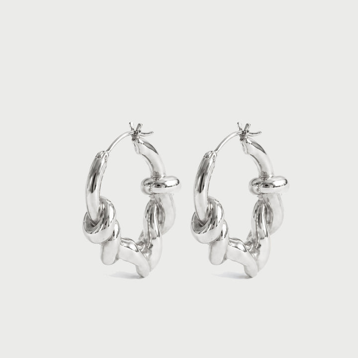 Knotted Maxi Hoops In Silver