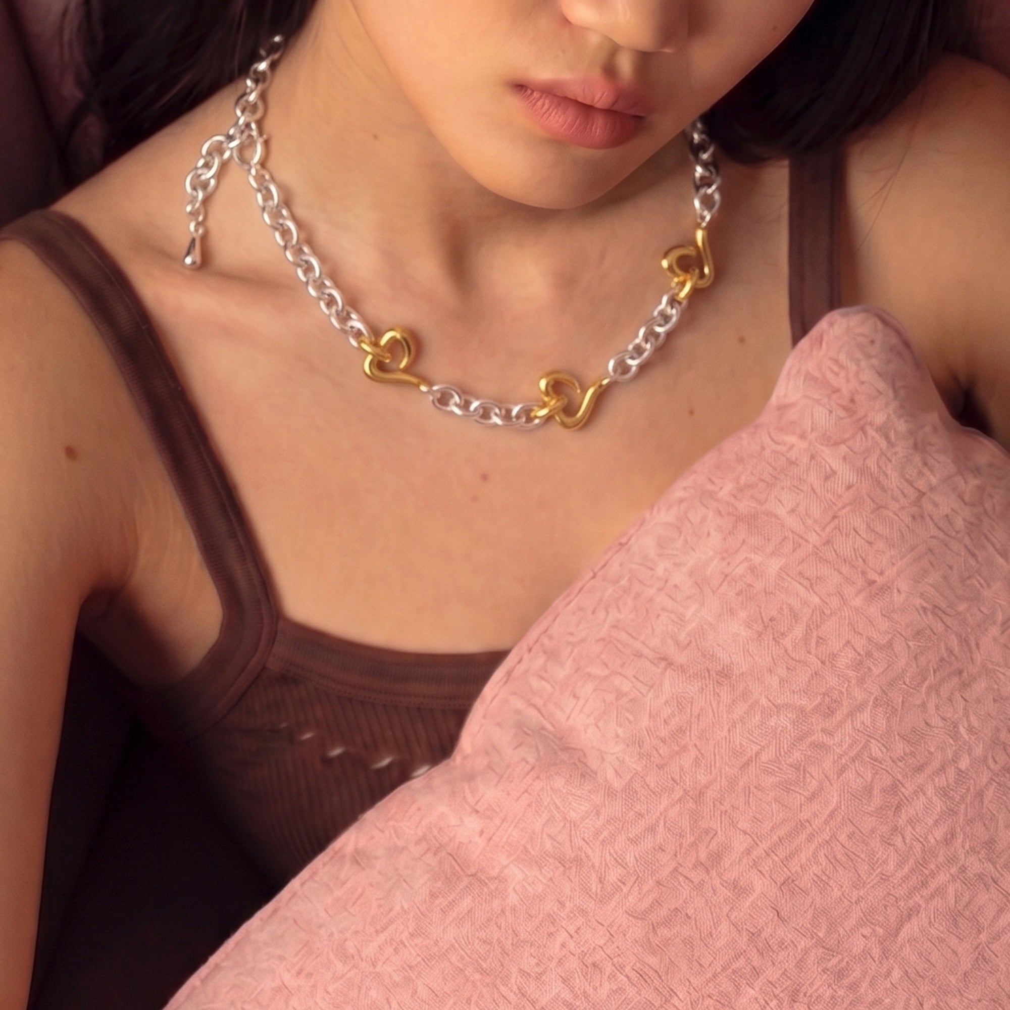 LOFF MIX METAL MAXI NECKALCE IN TWO TONE
