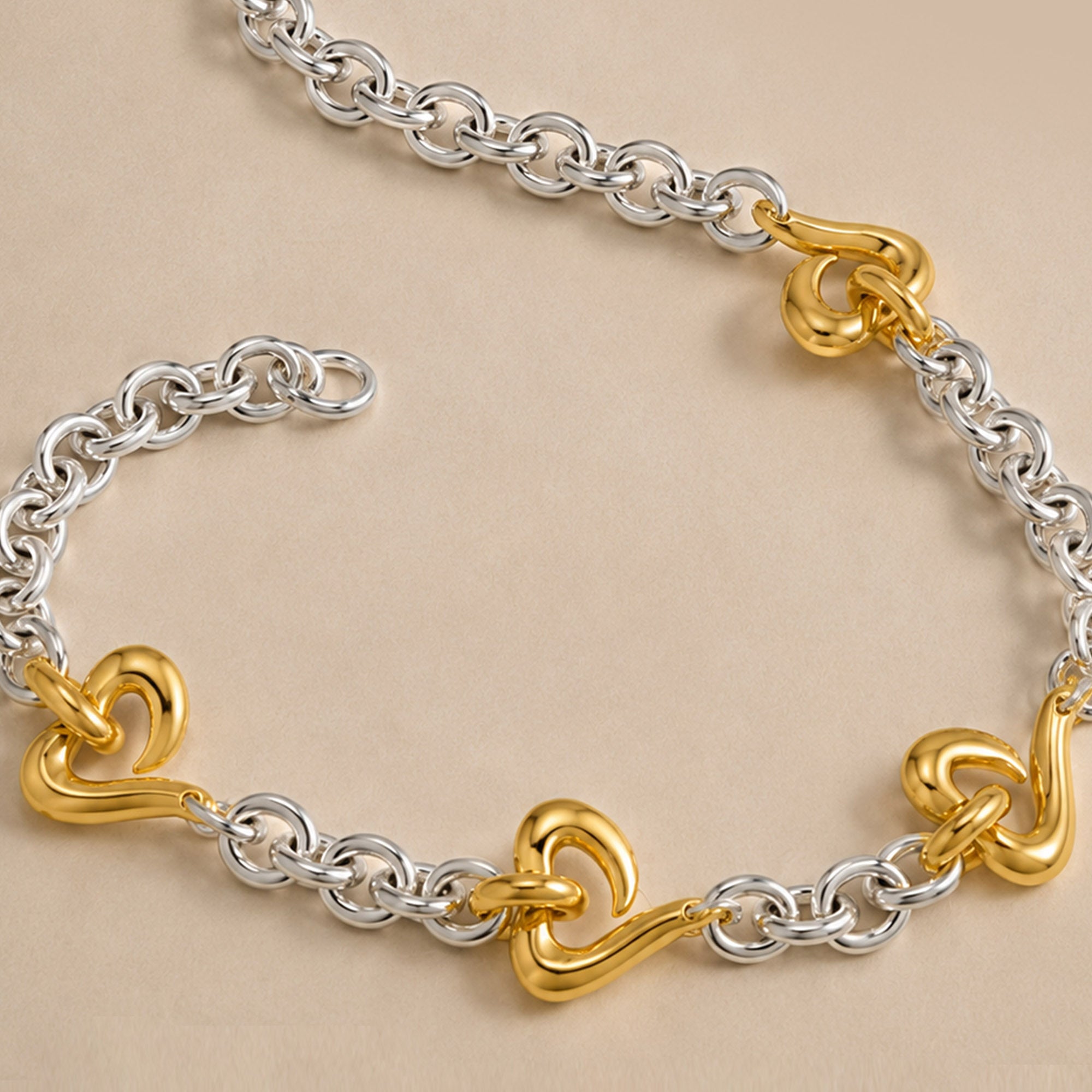 LOFF MIX METAL MAXI NECKALCE IN TWO TONE