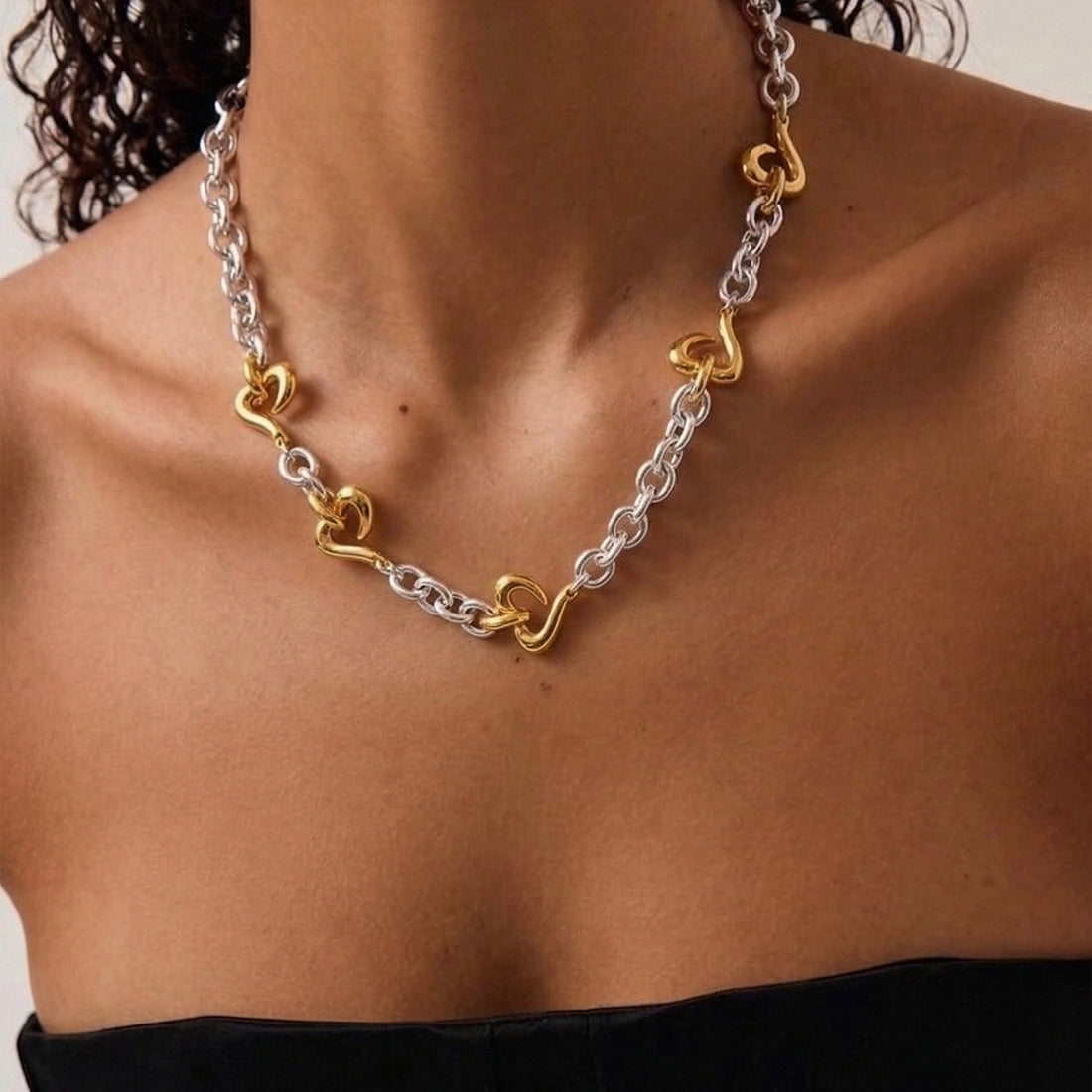 LOFF MIX METAL MAXI NECKALCE IN TWO TONE