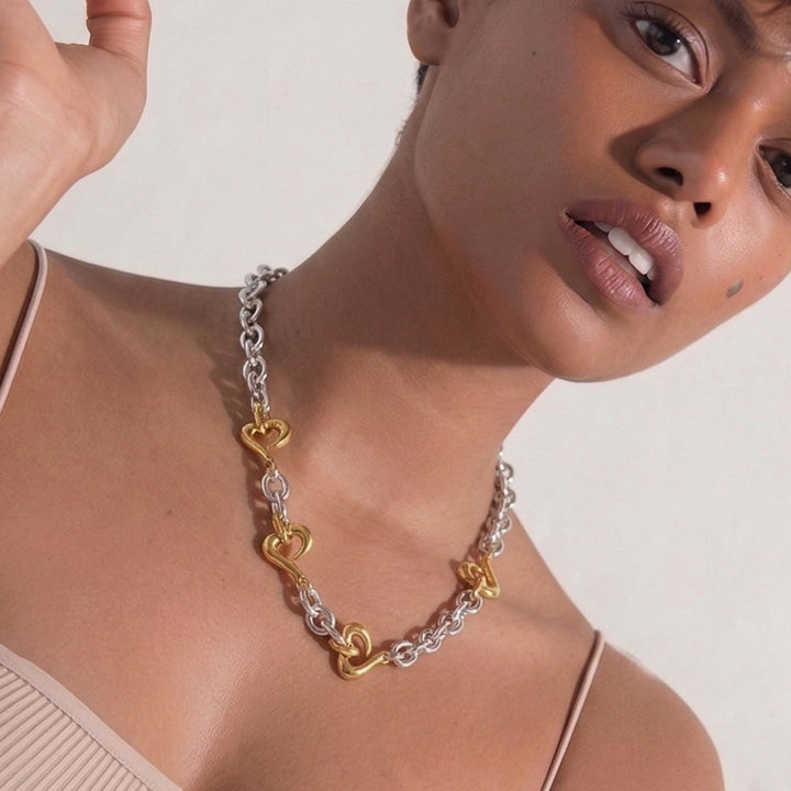 LOFF MIX METAL MAXI NECKALCE IN TWO TONE