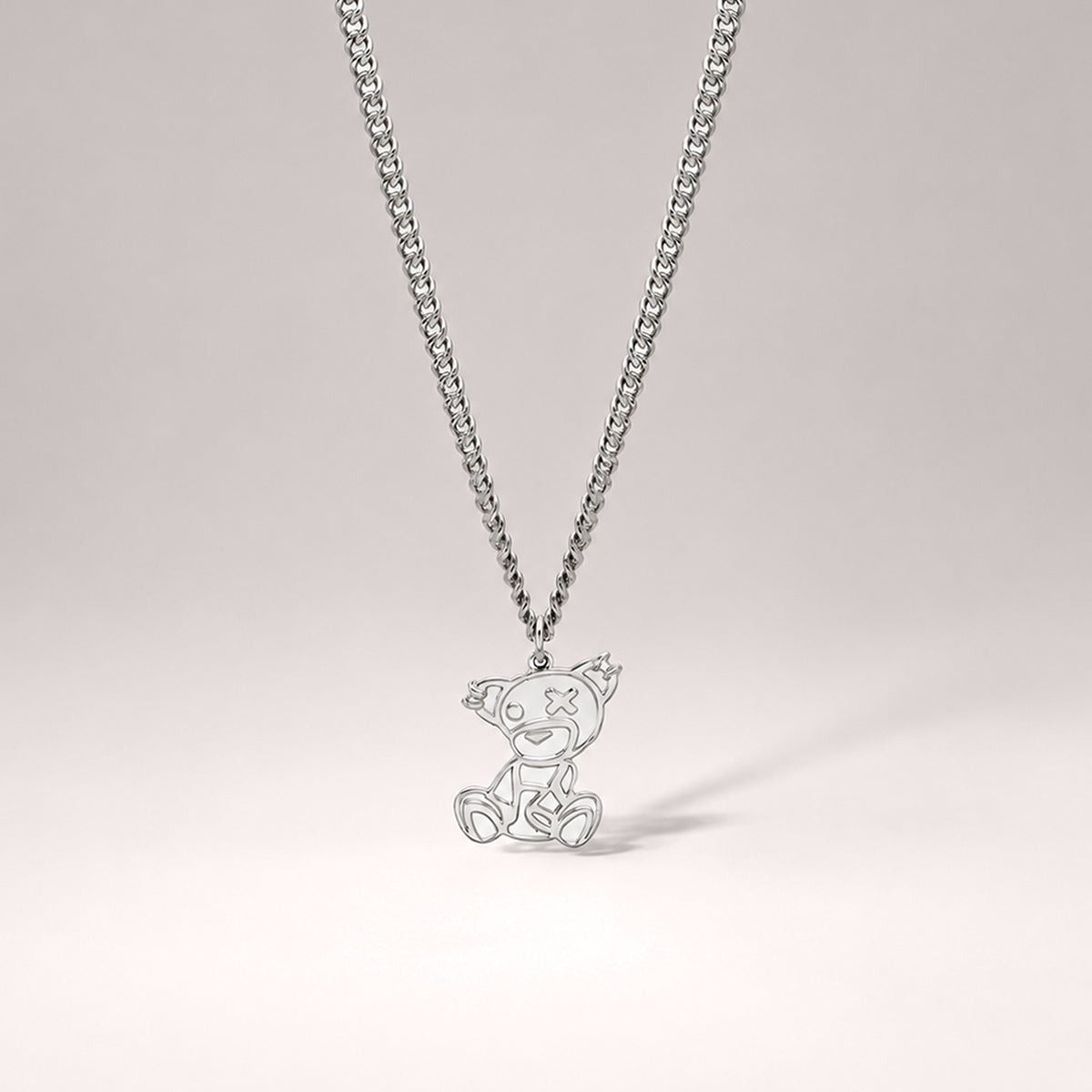 Teddy Pendant Necklace in Silver