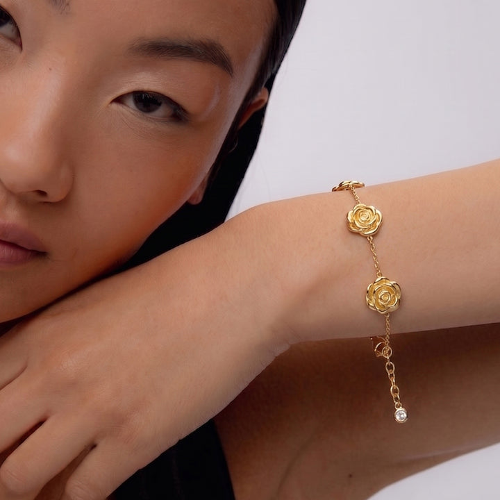 ROSE CHAIN STATION BRACELET IN GOLD