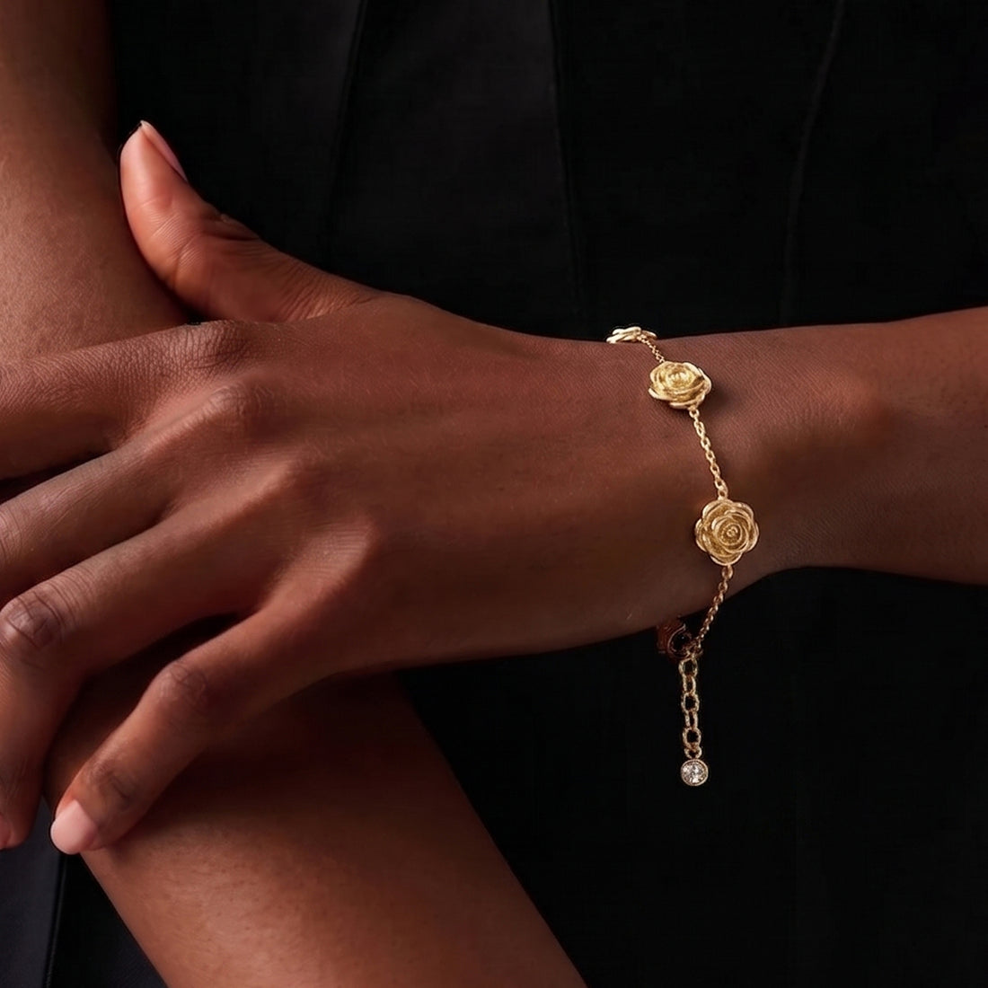ROSE CHAIN STATION BRACELET IN GOLD