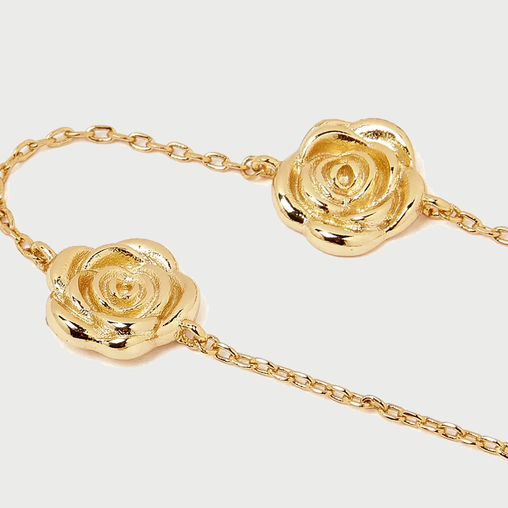 Long Rose Lariat Necklace in Gold & Pearls
