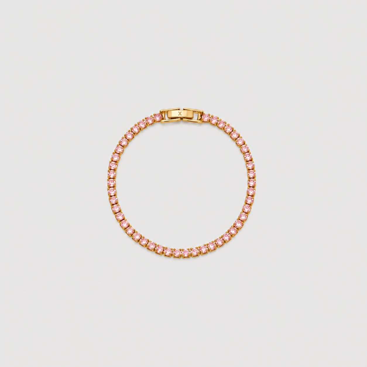 TENNIS BRACELET IN GOLD AND PINK CRYSTALS