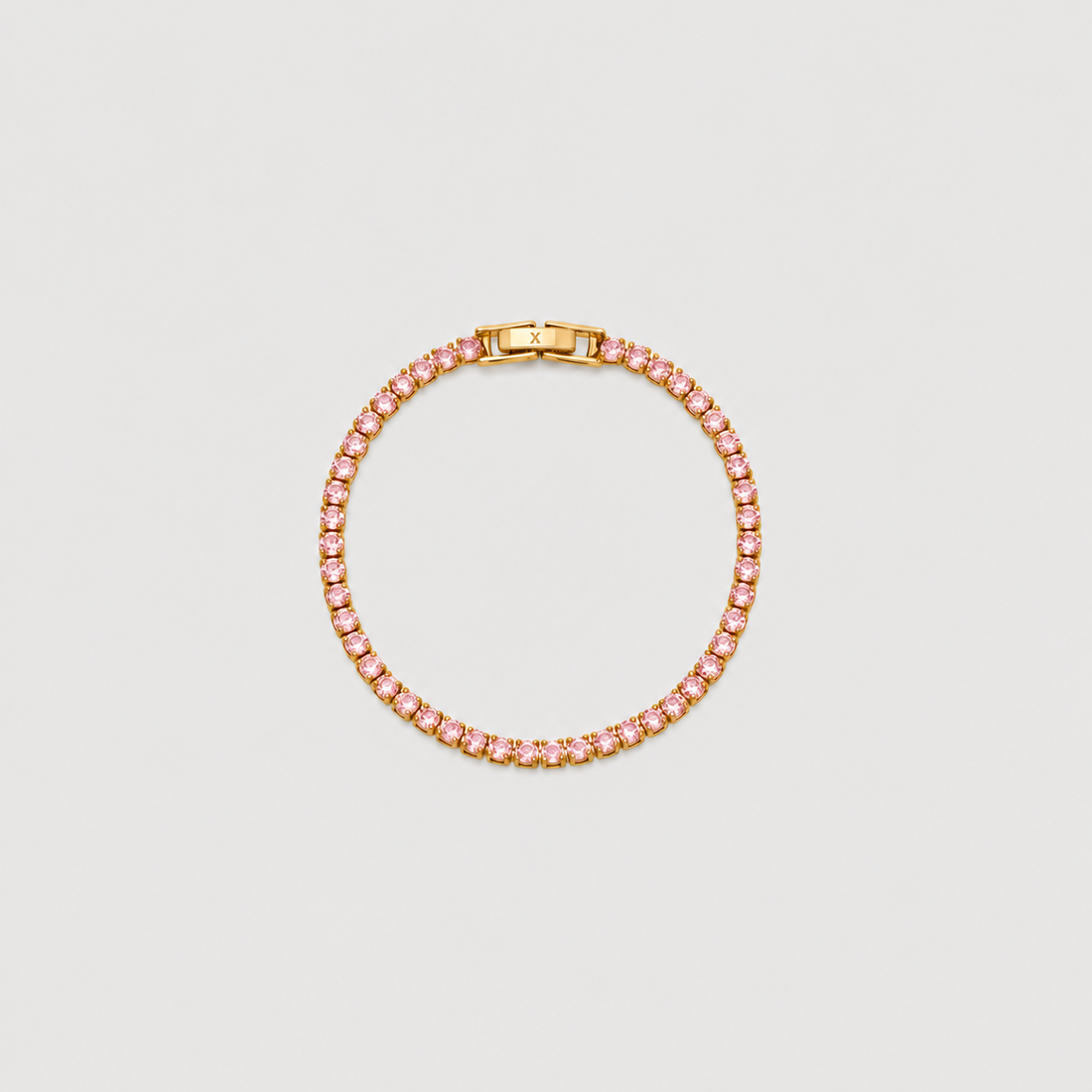 TENNIS BRACELET IN GOLD AND PINK CRYSTALS