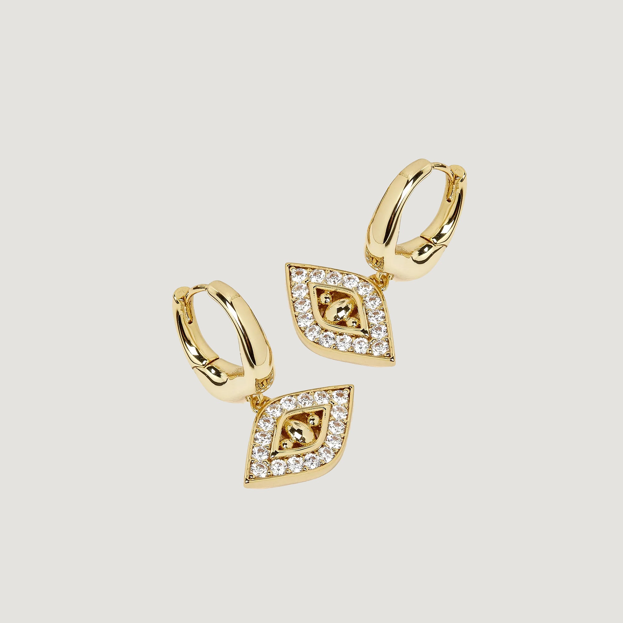 Evil Eye Drop Earrings in Gold & Crystals by YOJ