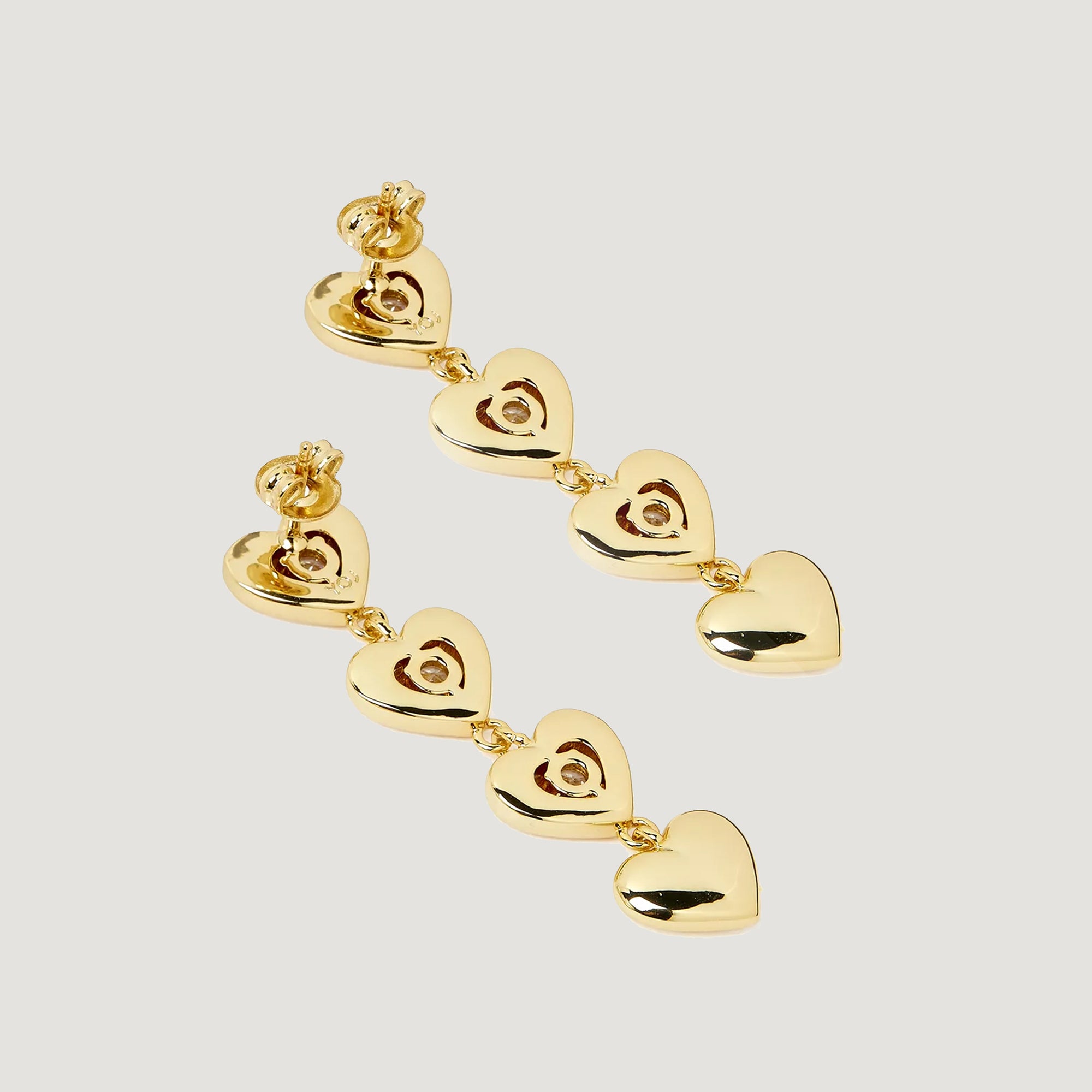AFELLO HEART DROP EARRINGS IN GOLD & CRYSTAL
