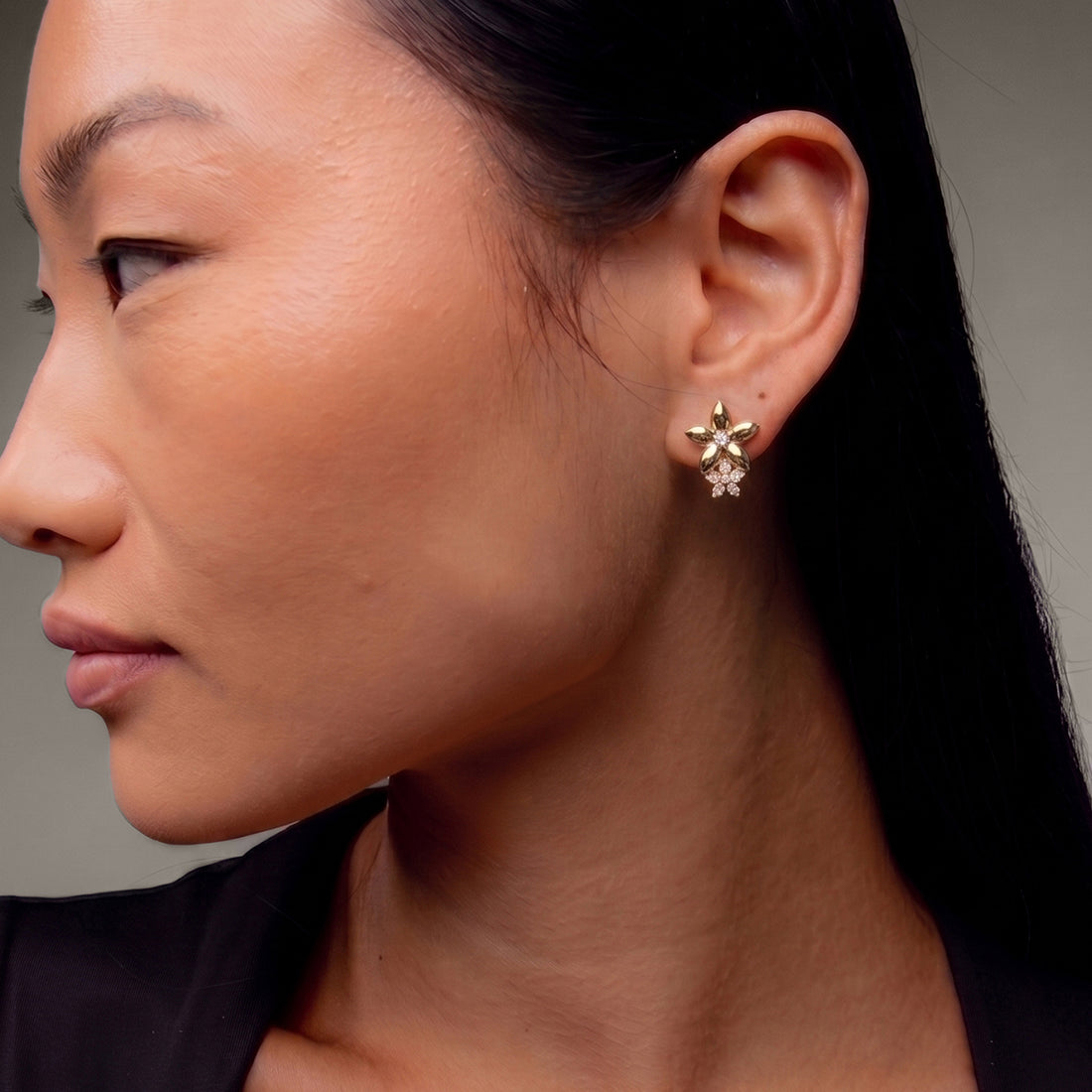 MEIGU CRYSTAL STUDS IN GOLD & CRYSTALS