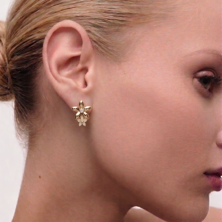 MEIGU CRYSTAL STUDS IN GOLD & CRYSTALS