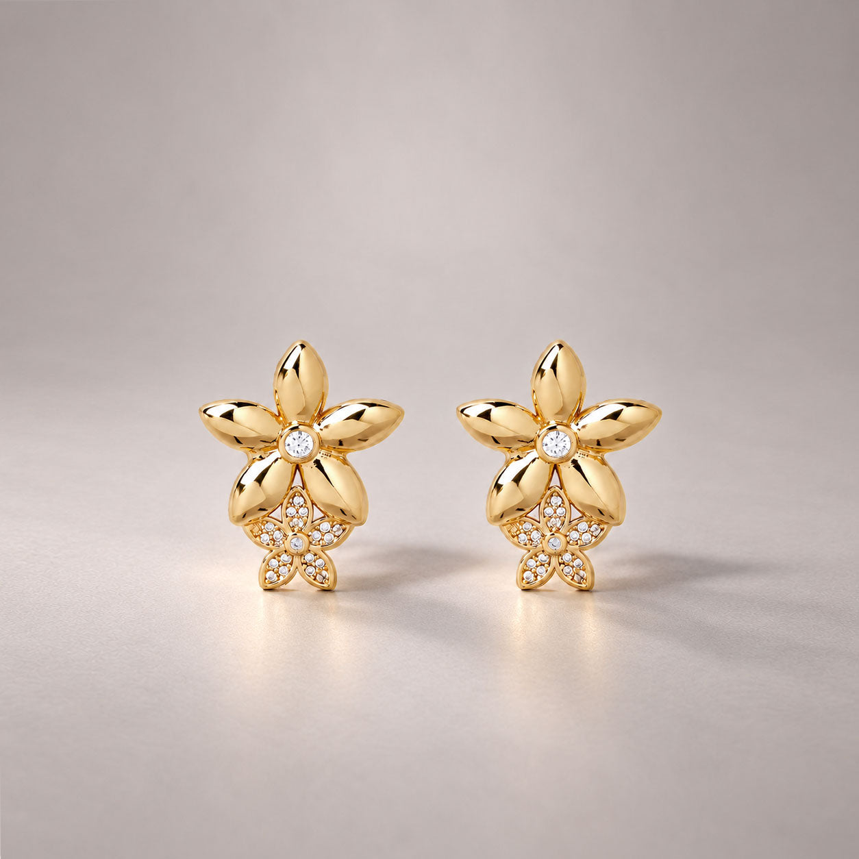 MEIGU CRYSTAL STUDS IN GOLD & CRYSTALS
