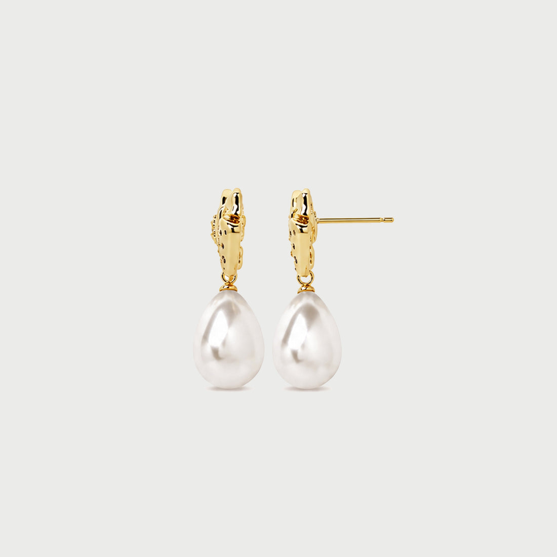 BOW PEARL EARRINGS DROP EARRINGS IN GOLD, CRYSTALS & PEARLS