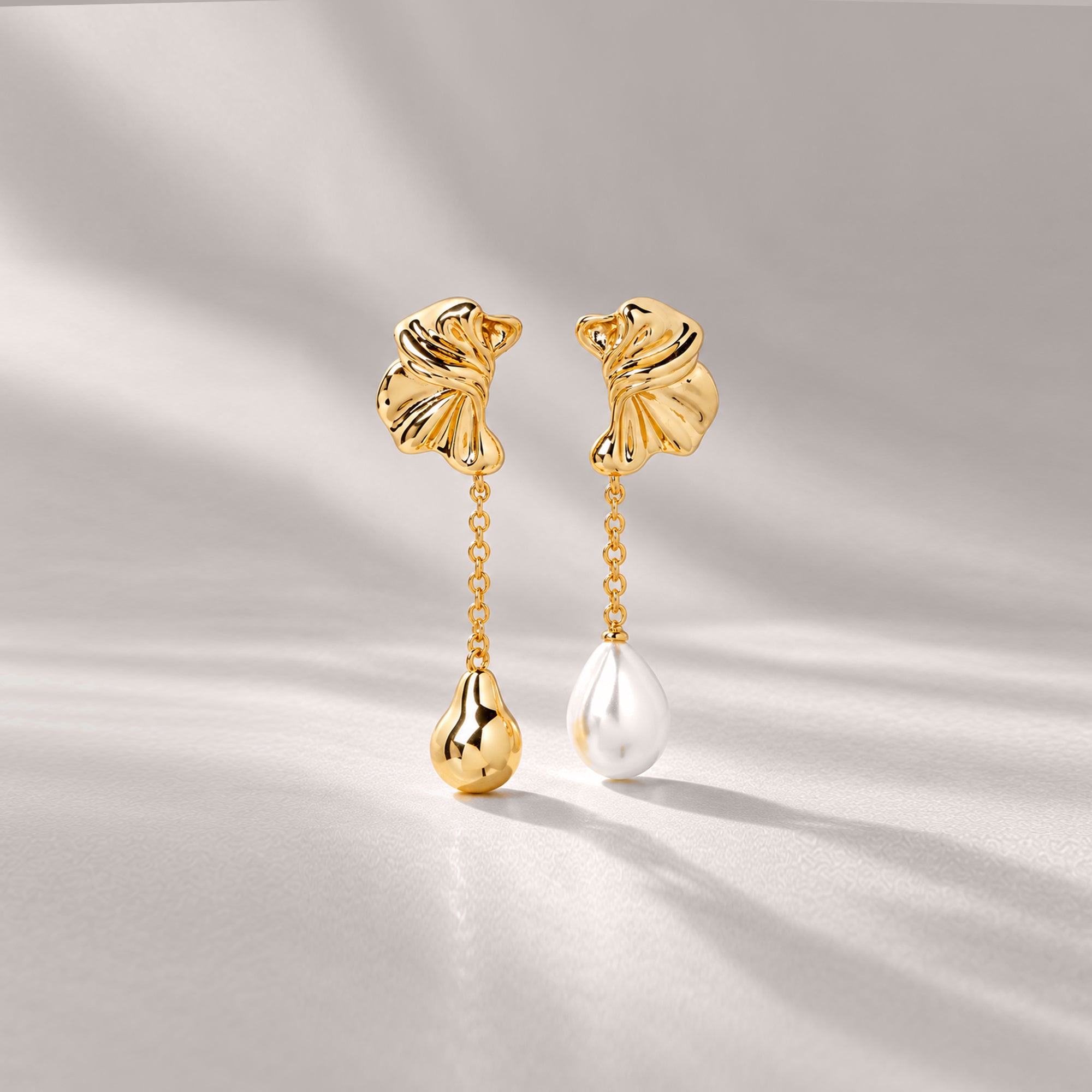 Falermo Mix & Match Drop Earrings In Gold & Pearl