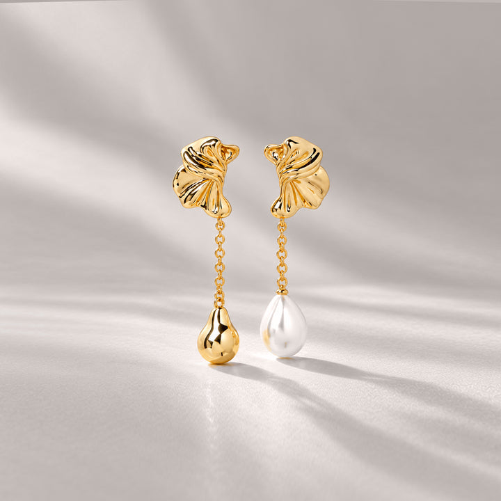 Falermo Mix & Match Drop Earrings In Gold & Pearl