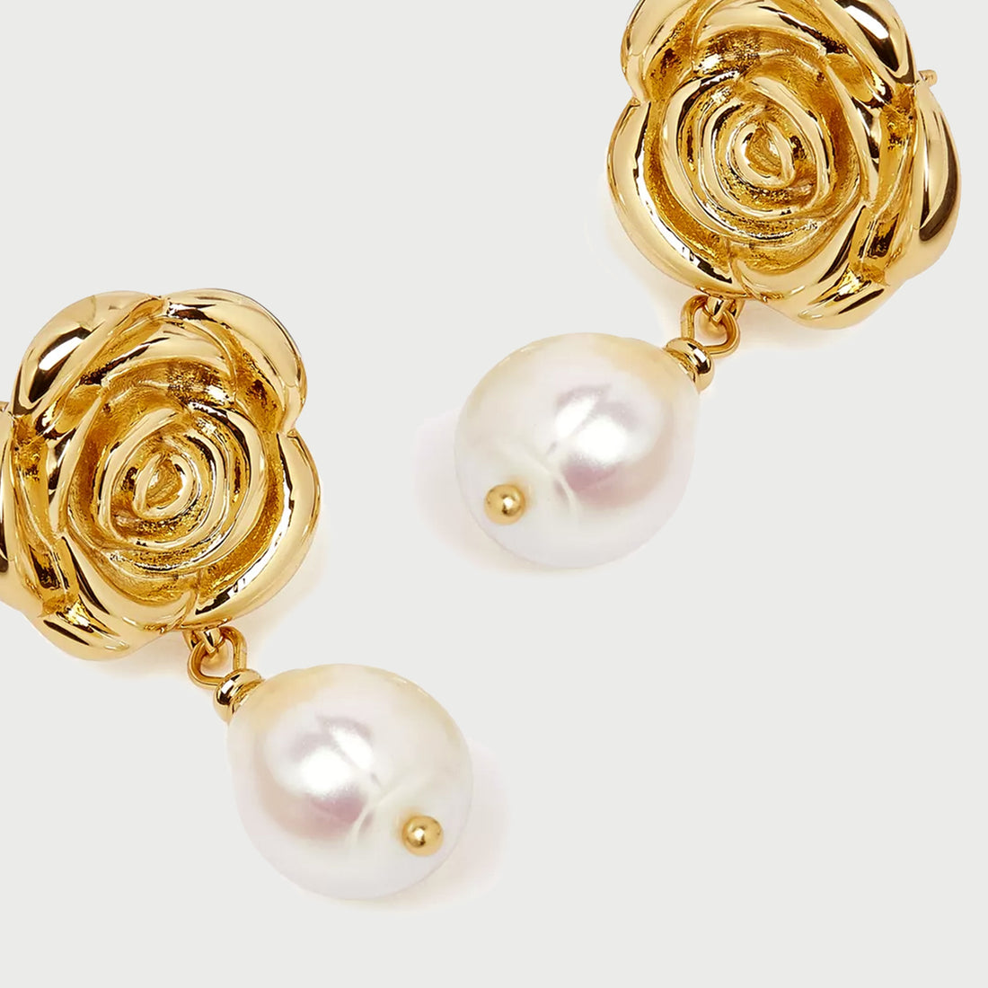 ROSE PEARL DROP EARRINGS IN GOLD & PEARLS
