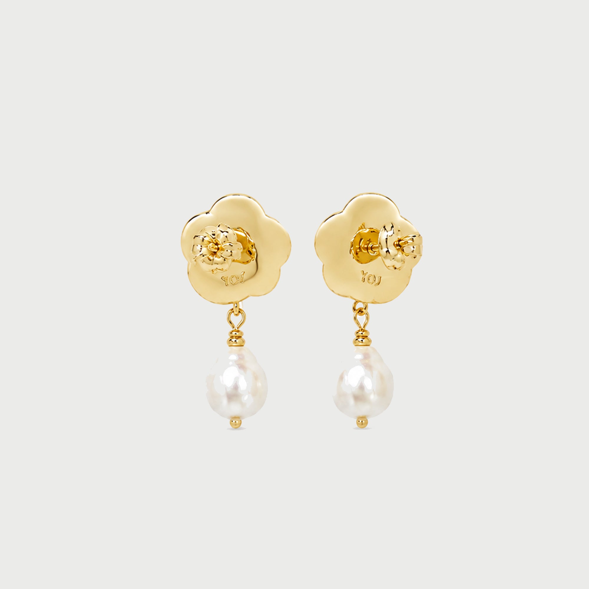 ROSE PEARL DROP EARRINGS IN GOLD & PEARLS